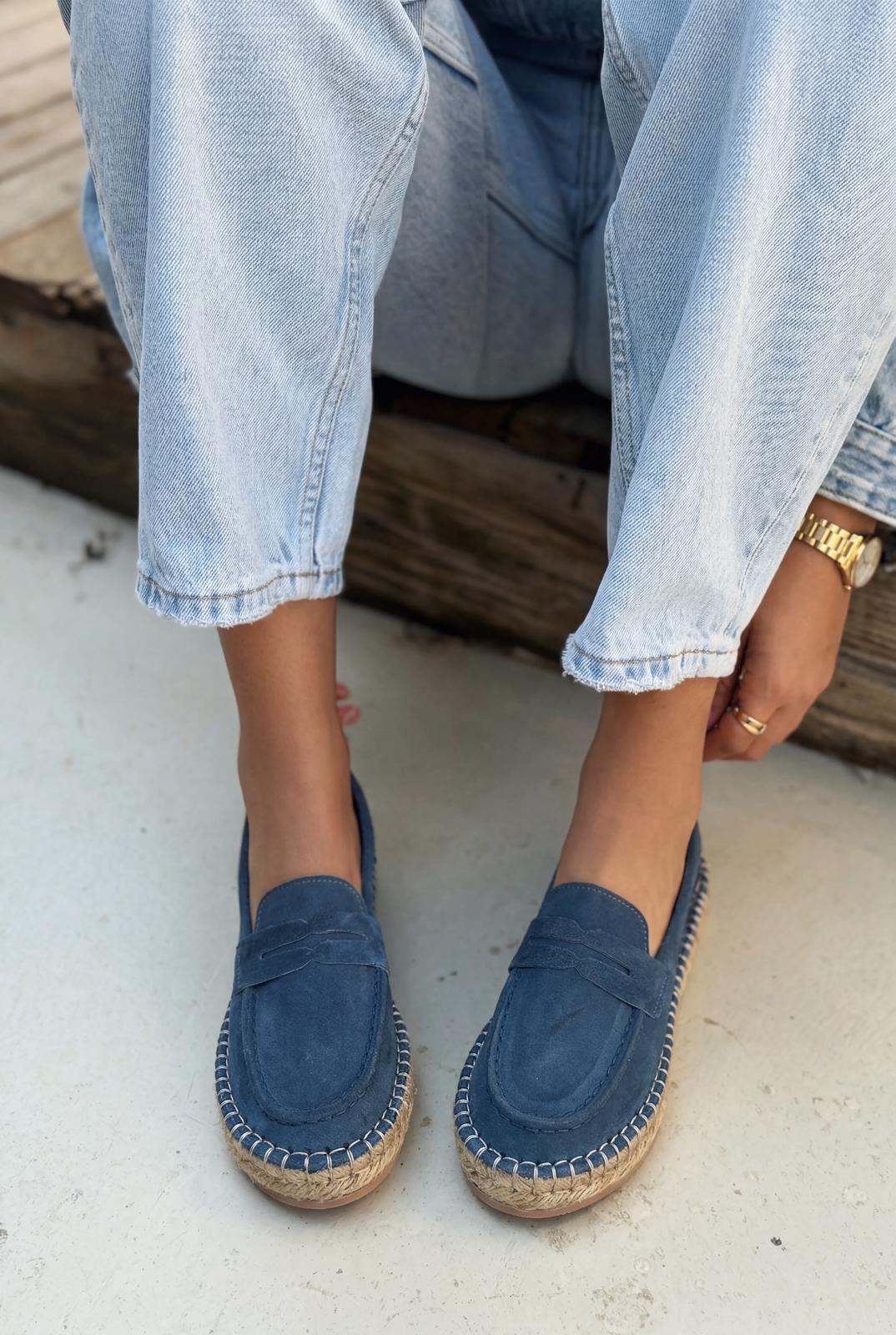 Celure Espadril Loafer Lacivert Hakiki Süet - ILOVESHOES