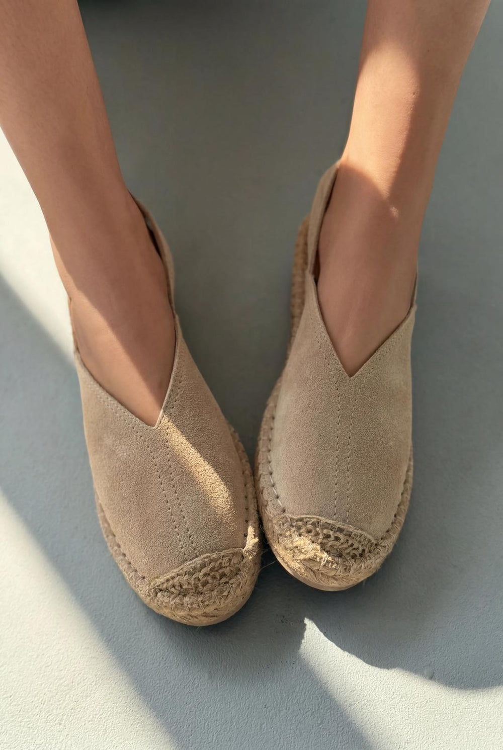 Orveth Bej Hakiki Süet Kadın Espadril - ILOVESHOES