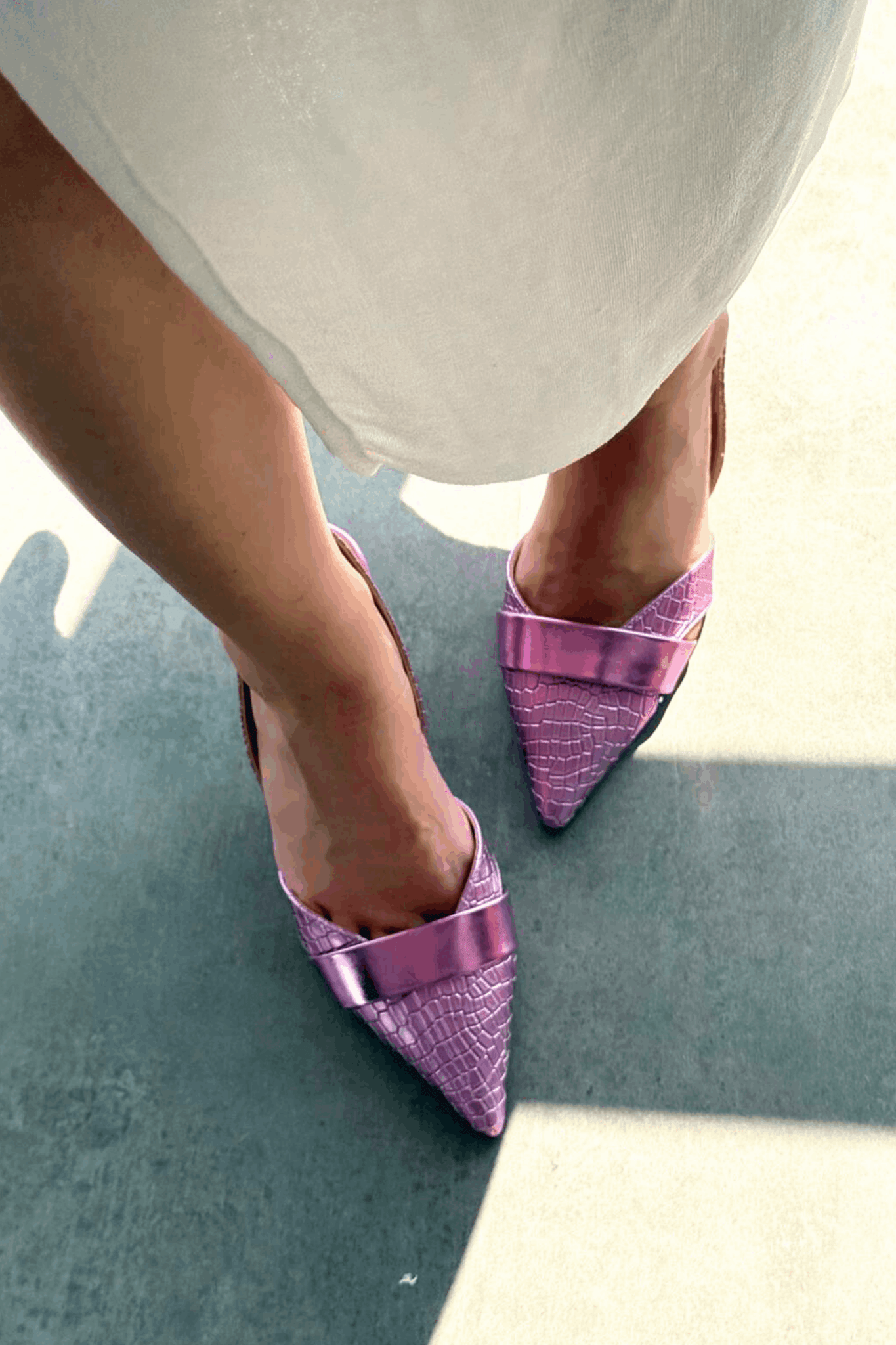 Midans Parlak Deri Kısa Topuklu Stiletto Pembe - ILOVESHOES
