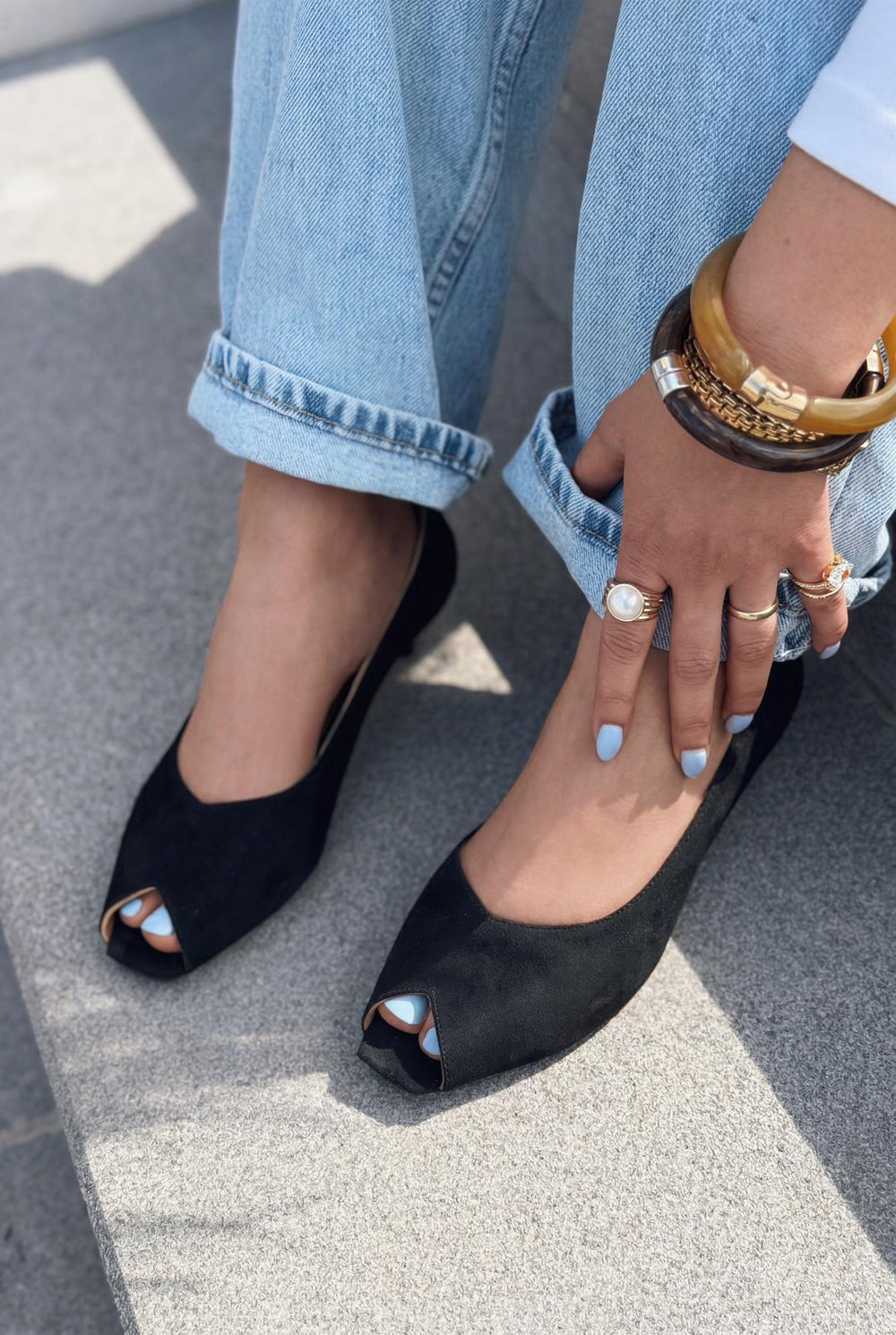 Norvion Hakiki Deri Siyah Süet Kadın Topuklu Ayakkabı - ILOVESHOES
