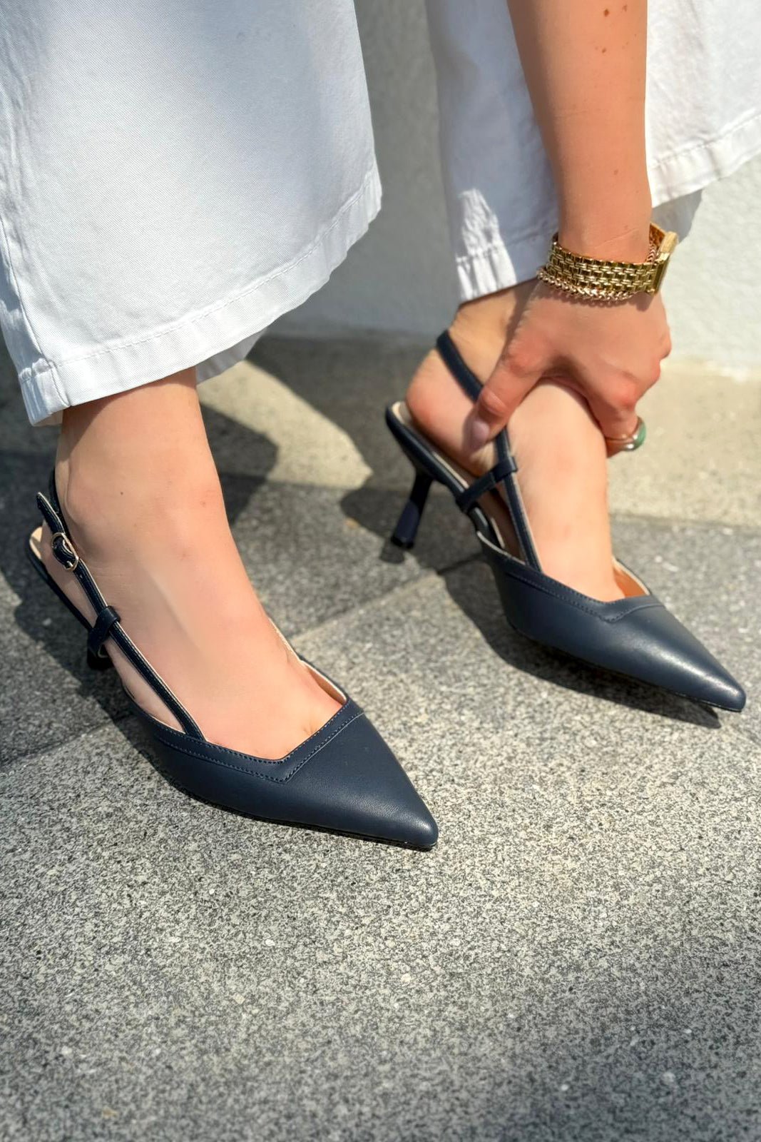 Dayrax Mat Deri Lacivert Stiletto - ILOVESHOES