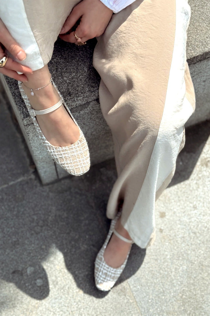 Edwons Tüvit Desenli Kadın Babet Bej - ILOVESHOES