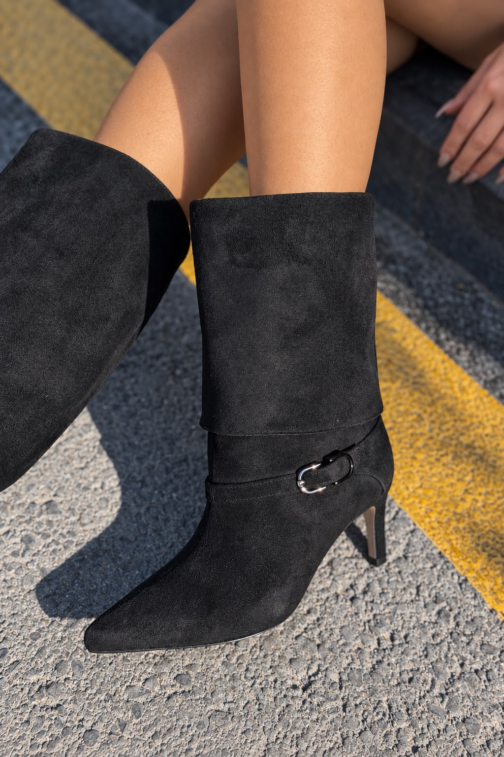 Vexa Siyah Süet Kadın Çizme - ILOVESHOES