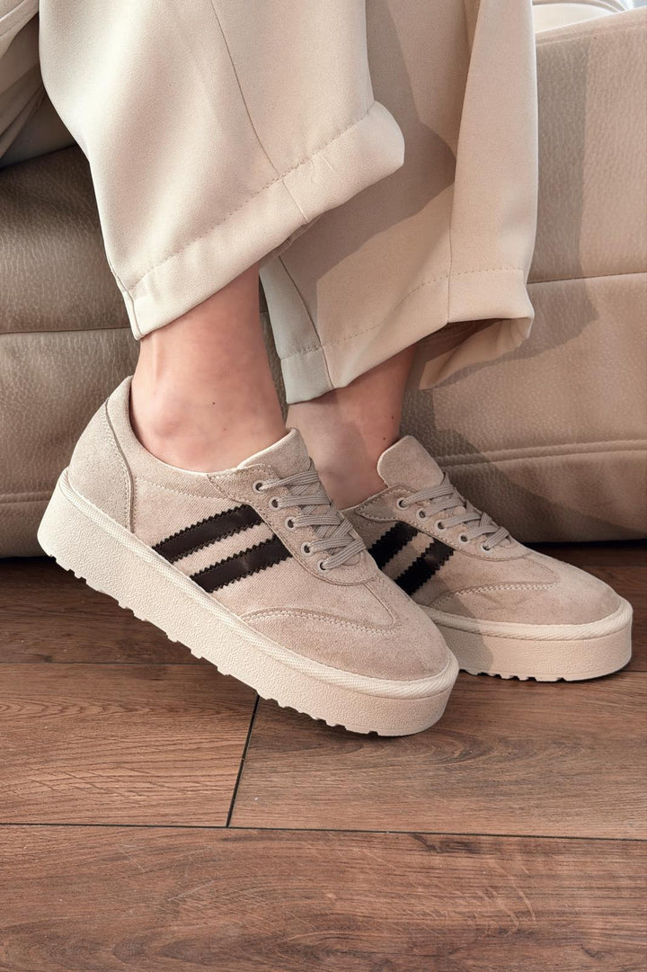 Vireo Kadın Spor Ayakkabı Bej Süet - ILOVESHOES