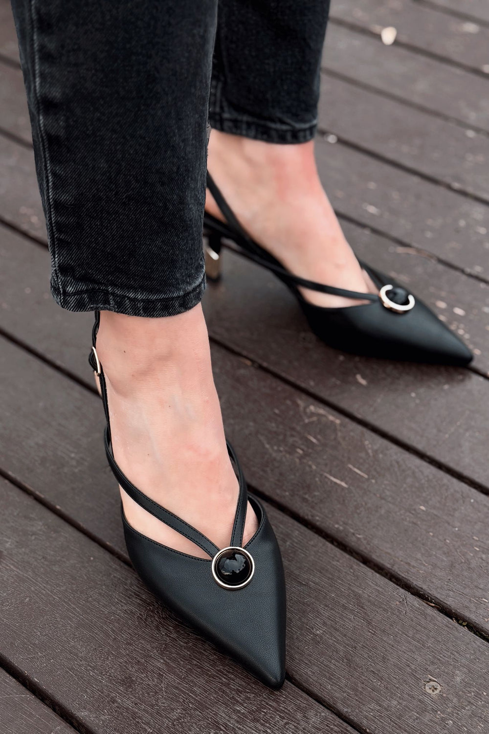 Lorisse Stiletto Siyah Mat Deri - ILOVESHOES