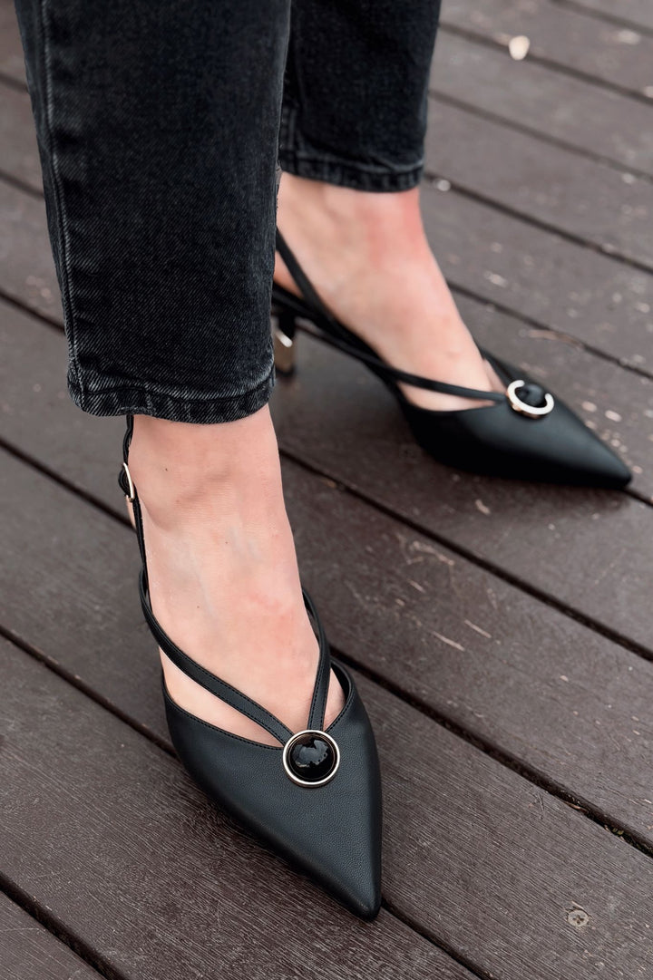 Lorisse Stiletto Siyah Mat Deri - ILOVESHOES