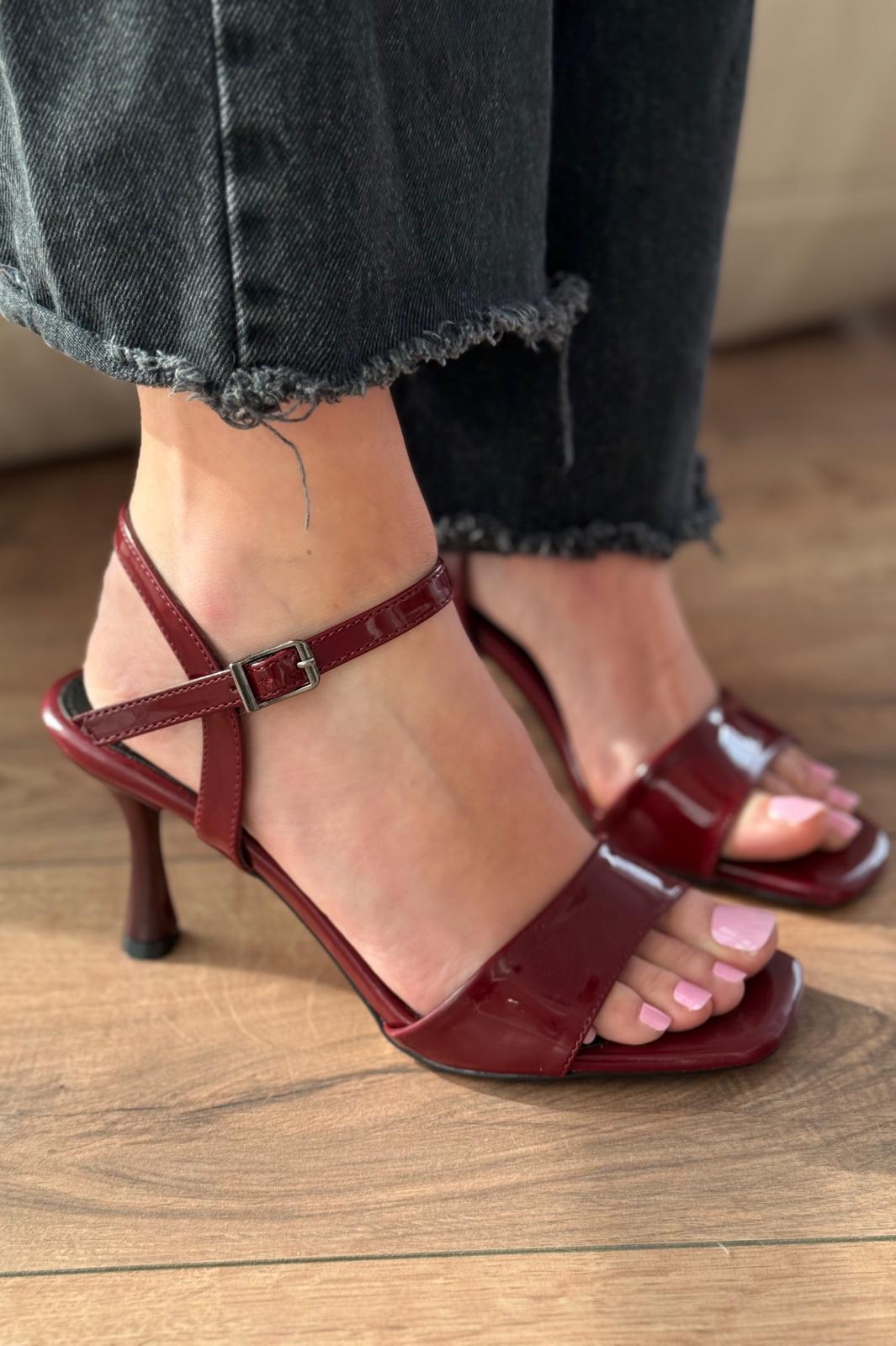 Velno Rugan Bordo Topuklu Ayakkabı - ILOVESHOES