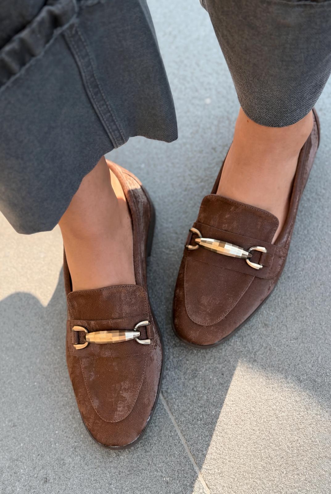 Ardena Kadın Loafer Acıkahve Saten - ILOVESHOES