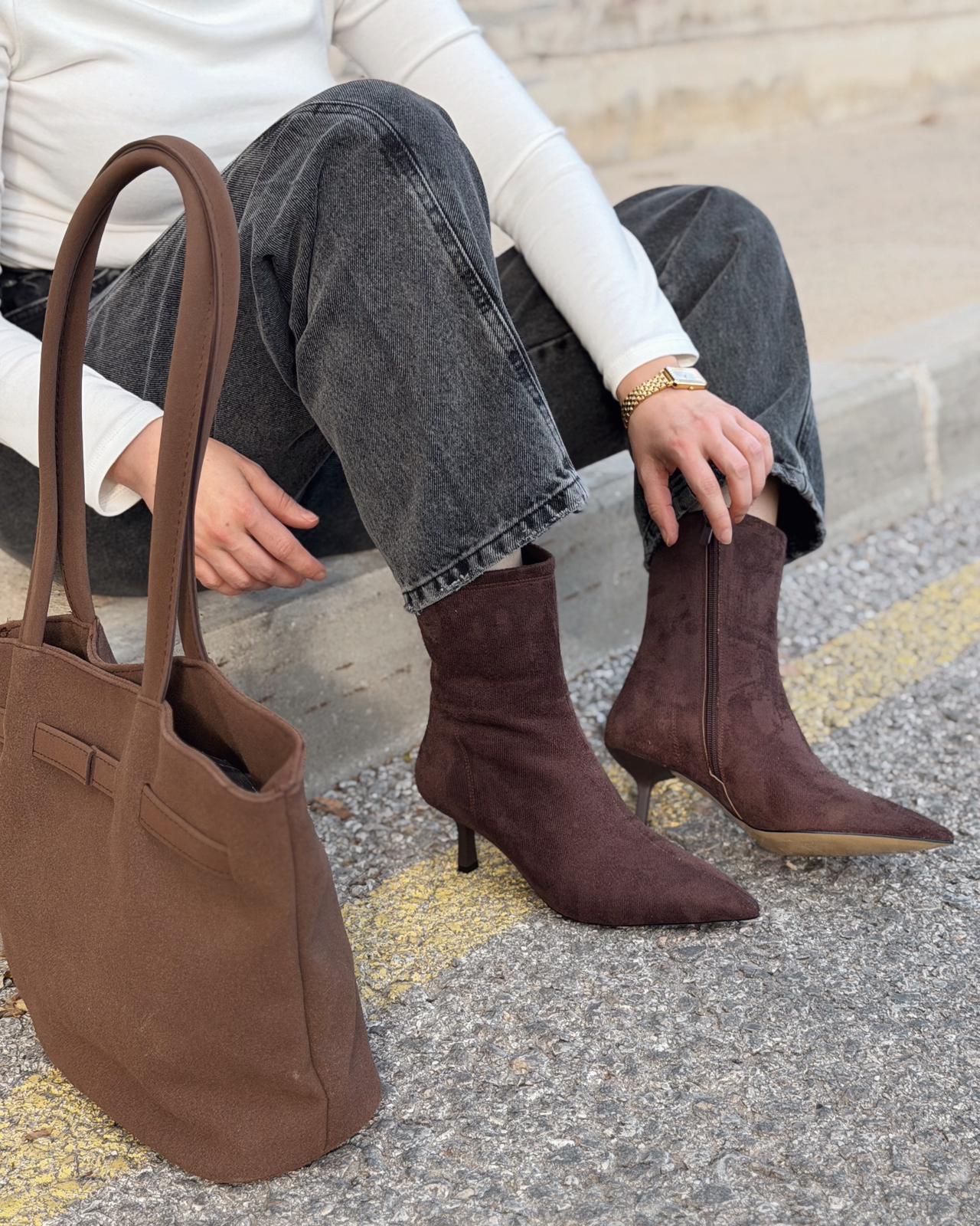 Fiorra Omuz Çantası Taba Süet - ILOVESHOES