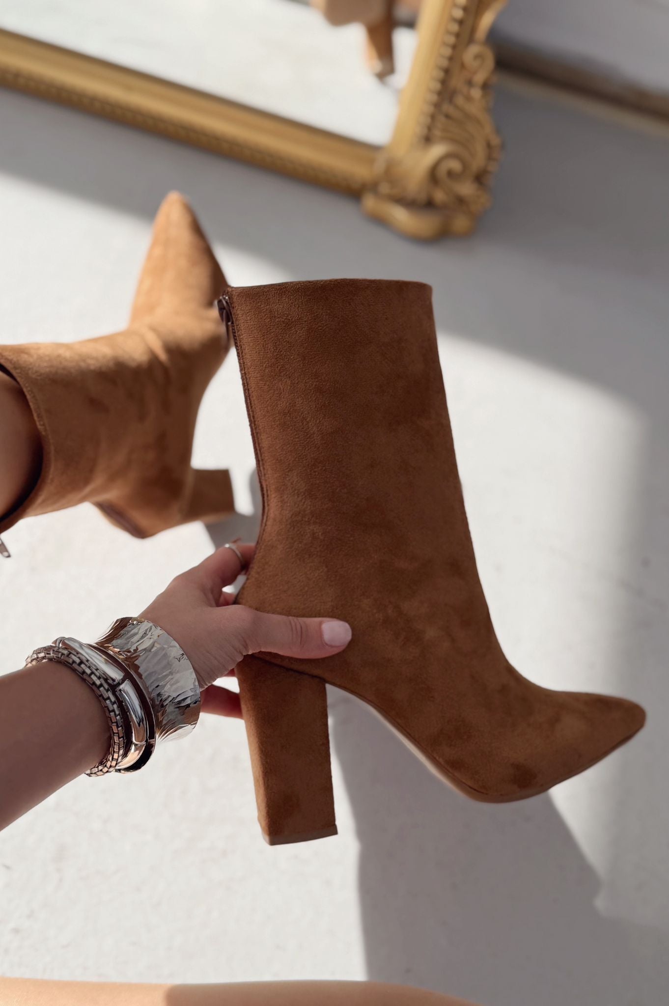 Lior Topuklu Kaın Bot Taba Süet - ILOVESHOES