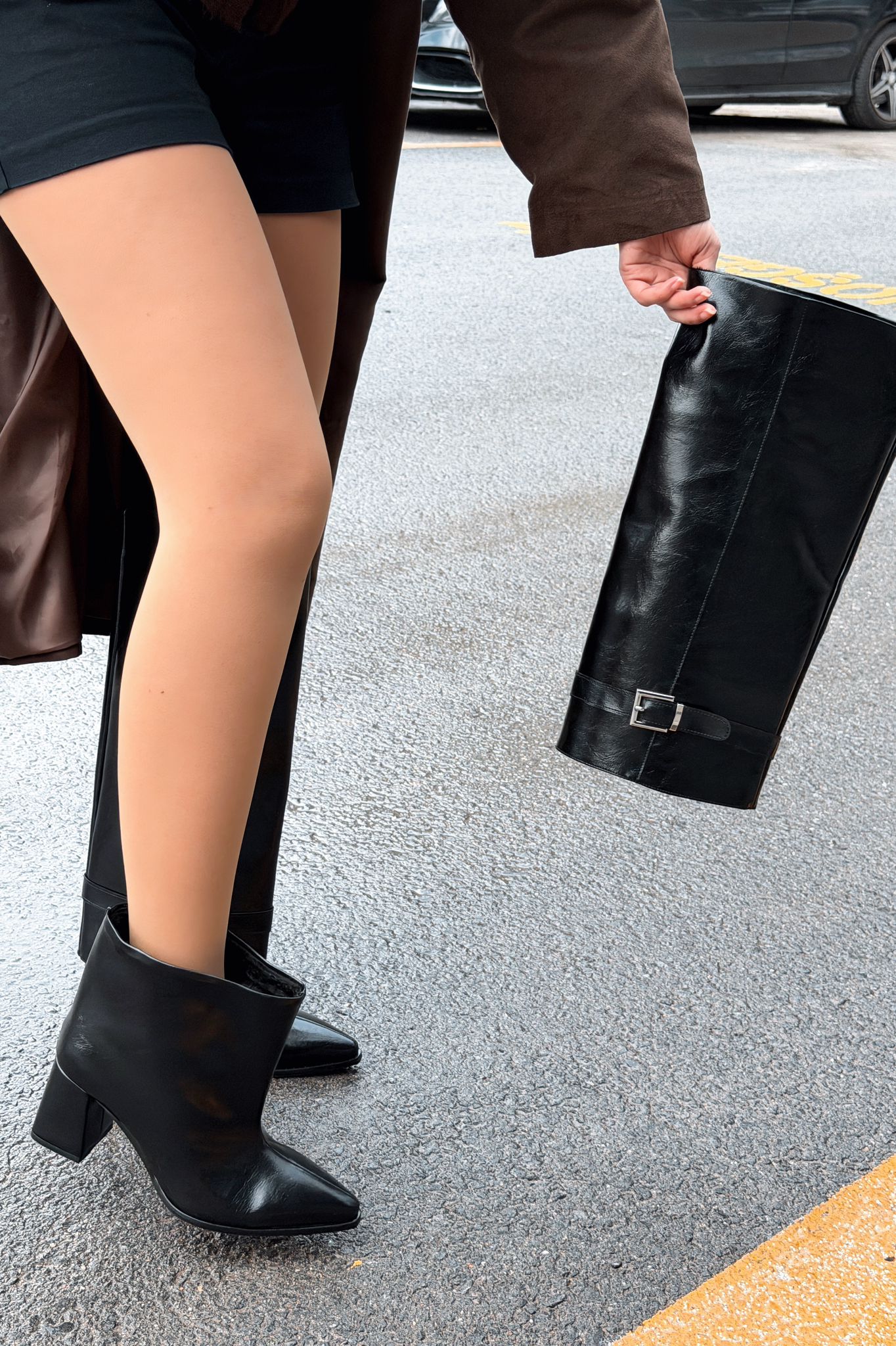 Lorimax Kadın Tak - Çıkar Bot - Çizme Siyah Parlak Deri - ILOVESHOES