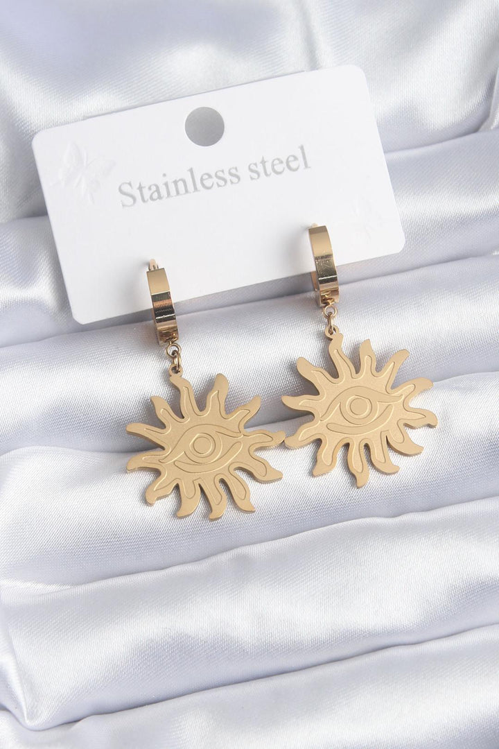 ILS-1153-316L Çelik Gold Renk Güneş Model Göz İşleme Kadın Küpe