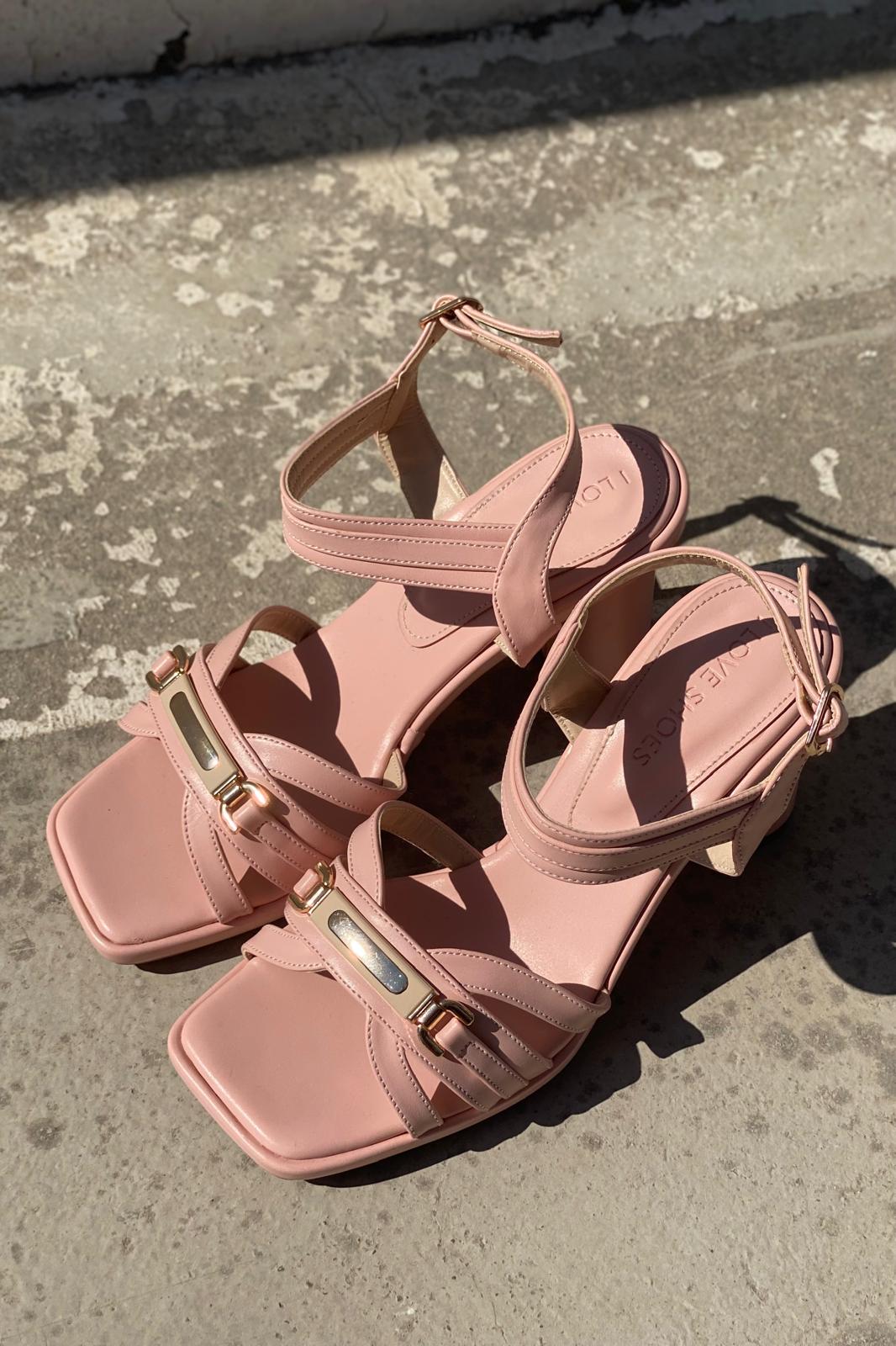 Selvira Mat Deri Pudra Topuklu Ayakkabı - ILOVESHOES
