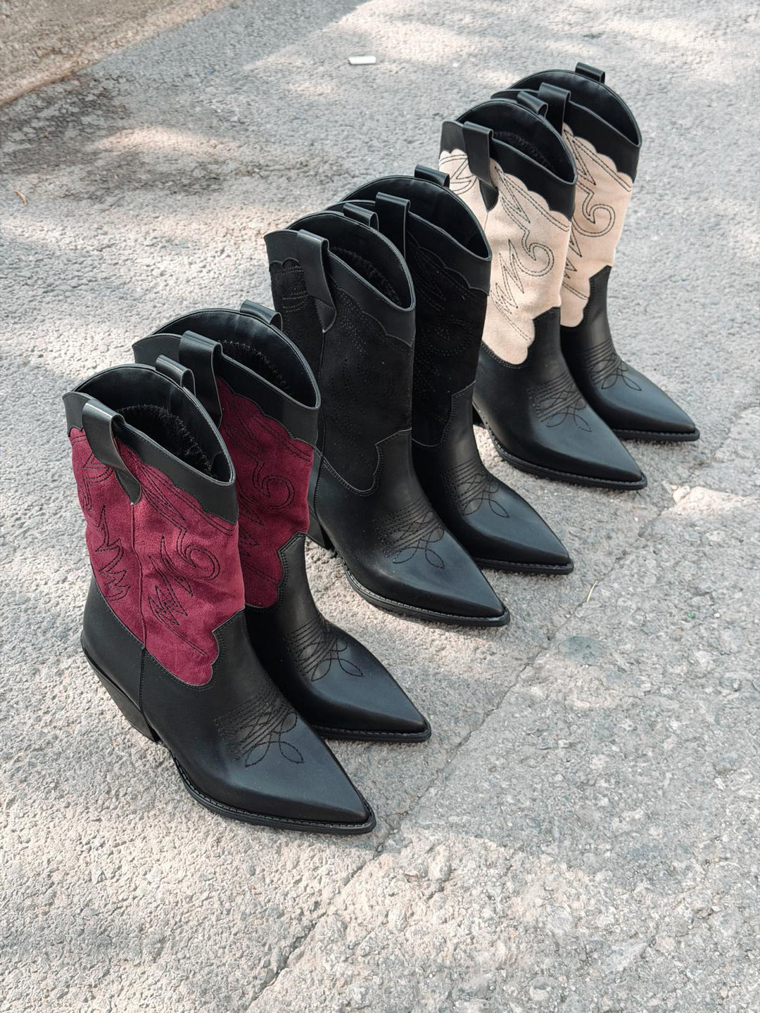 Marnel Kadın Kovboy Çizme Siyah Nakışlı - ILOVESHOES