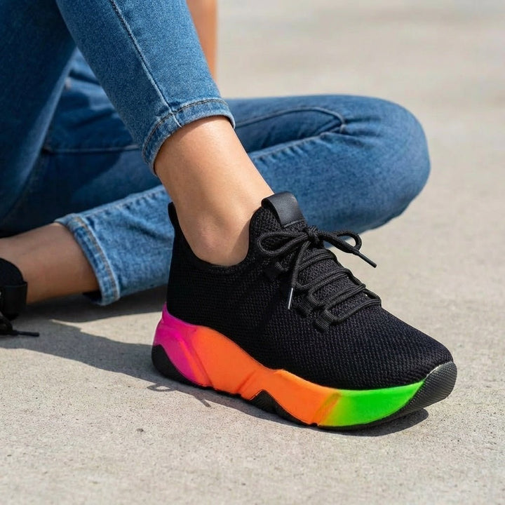 Calen File Siyah Renkli Taban Kadın Spor Ayakkabı - ILOVESHOES