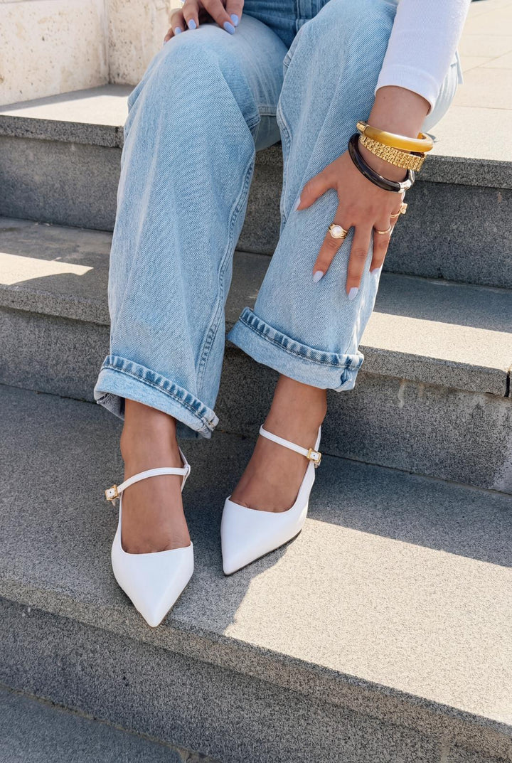 Torev Beyaz Mat Deri Kadın Stiletto - ILOVESHOES