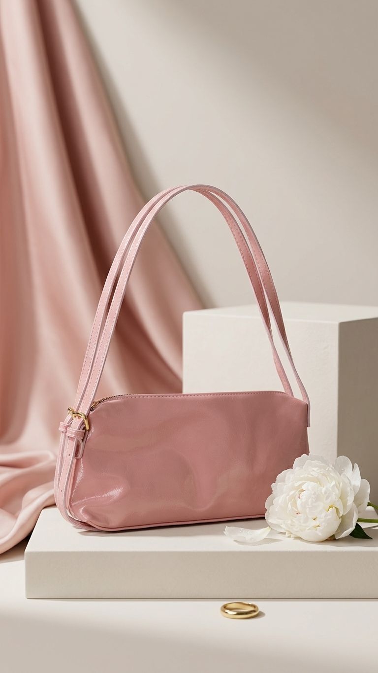 Selvelin Kadın Omuz Çantası Pudra Parlak Deri - ILOVESHOES