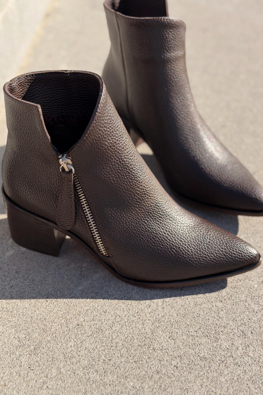 Mirno Kadın Kovboy Bot Acıkahve Desenli Mat Deri - ILOVESHOES