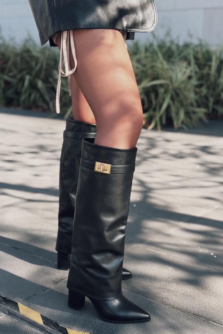 Savira Kadın Çizme Siyah Mat Deri - ILOVESHOES