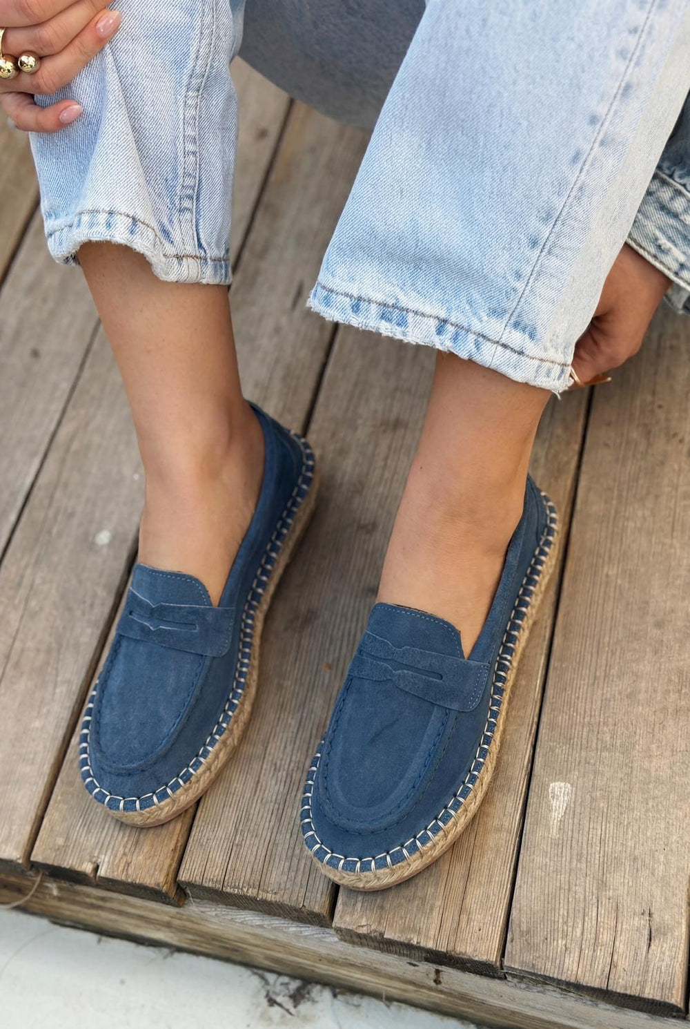 Celure Espadril Loafer Lacivert Hakiki Süet - ILOVESHOES