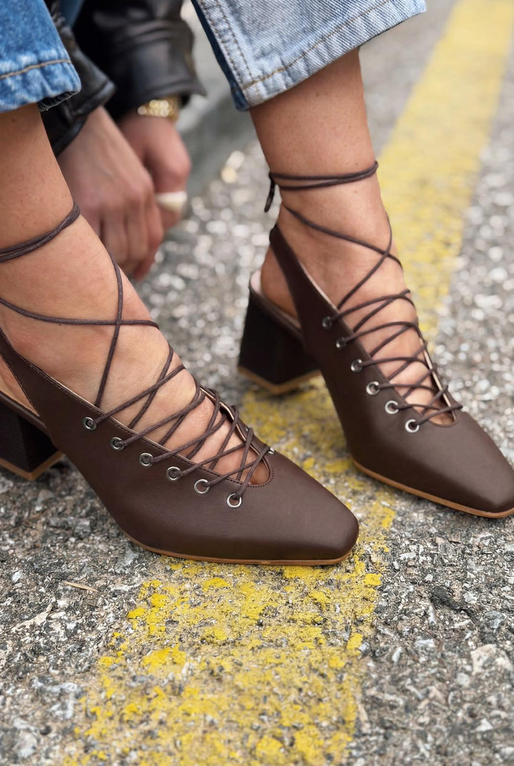 Yorella Topuklu Ayakkabı Acıkahve Mat Deri - ILOVESHOES