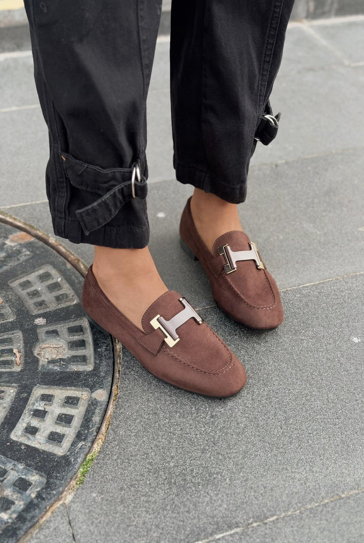 Elara Kadın Loafer Acıkahve Süet - ILOVESHOES