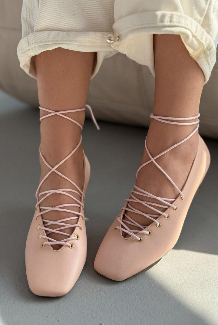 Sernis Pudra Mat Deri Kadın Topuklu Ayakkabı - ILOVESHOES