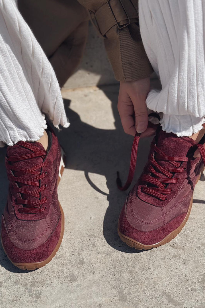 Romine Paraşüt Kumaş Bordo Kadın Spor Ayakkabı - ILOVESHOES