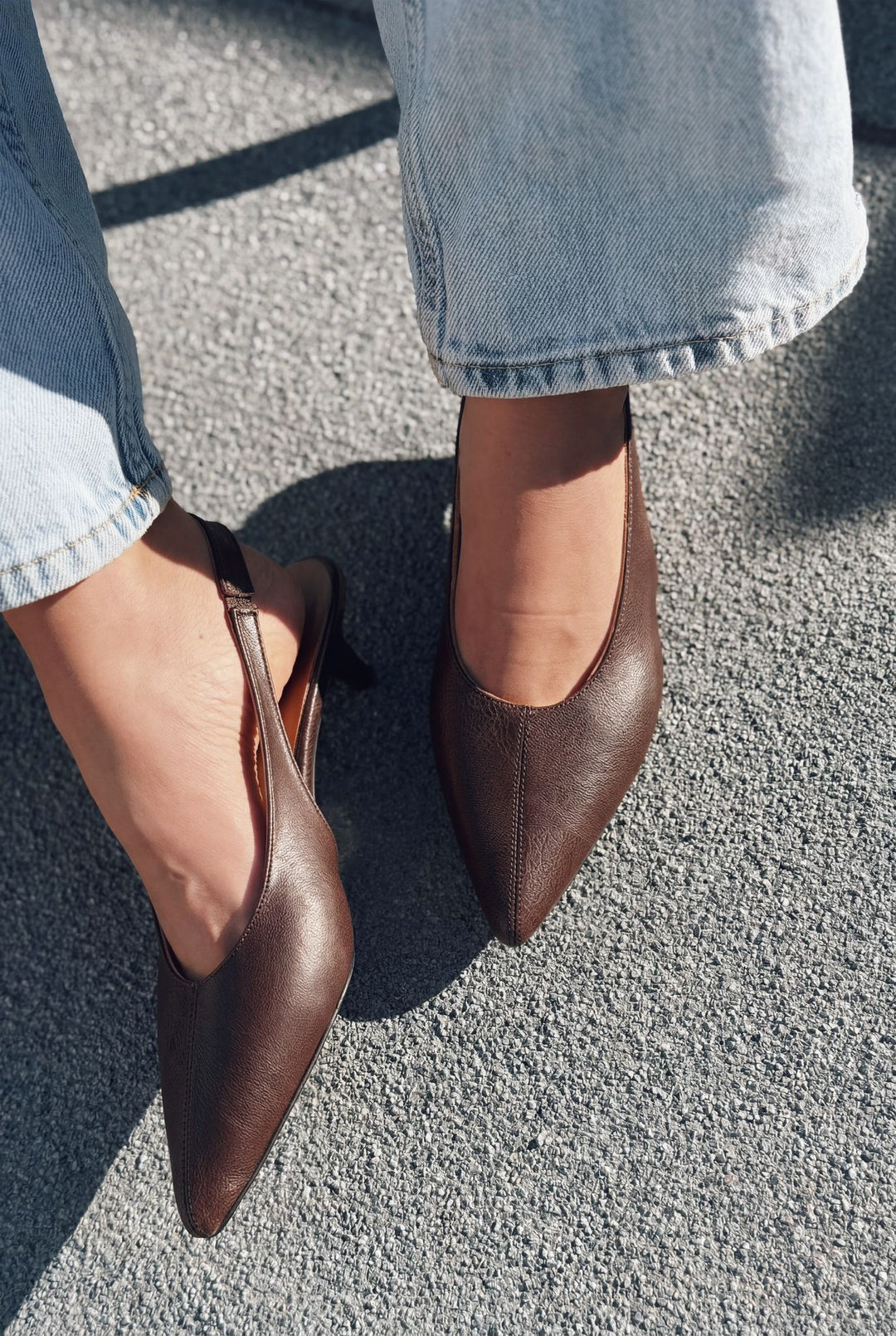 Selor Hakiki Deri Acı Kahve Mat Deri Kadın Stiletto - ILOVESHOES
