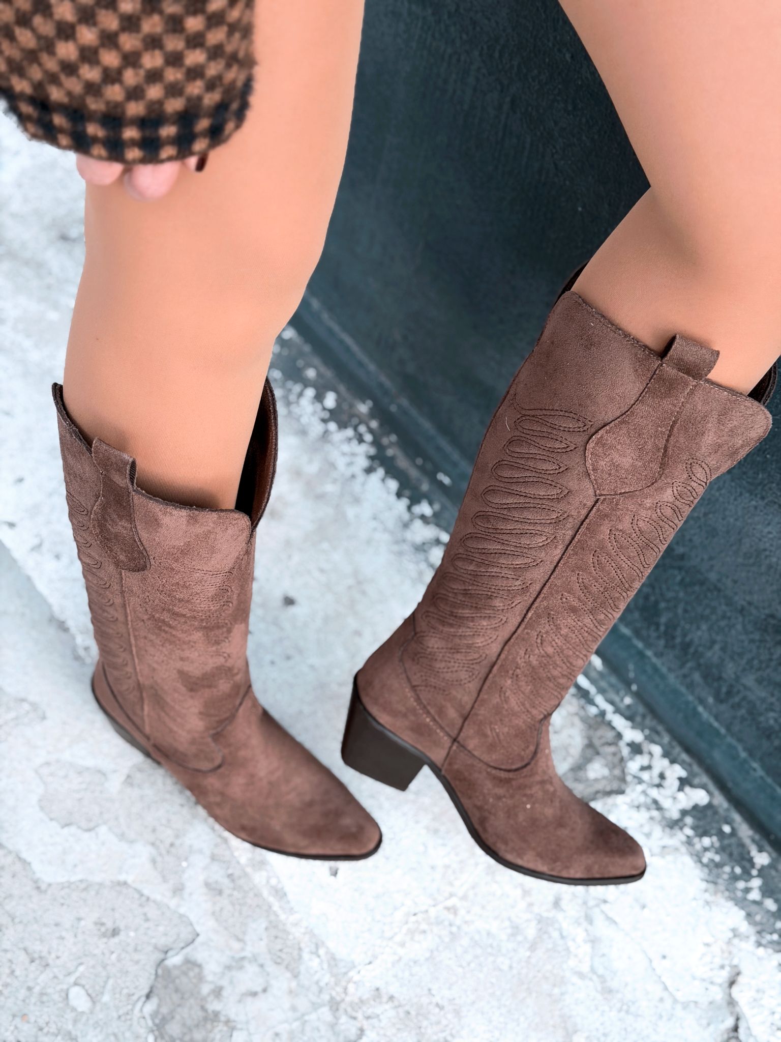 Marvett Kadın Kovboy Çizme Kahverengi Süet - ILOVESHOES