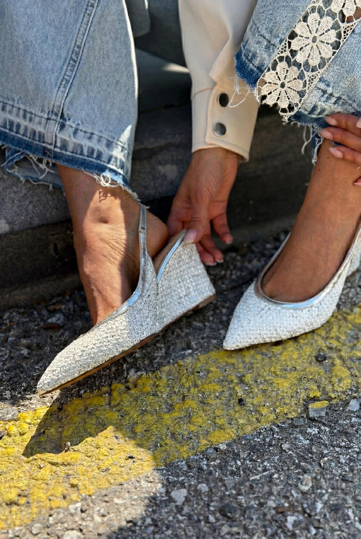 Solthera Gümüş Kadın Dolgu Topuklu Stiletto - ILOVESHOES