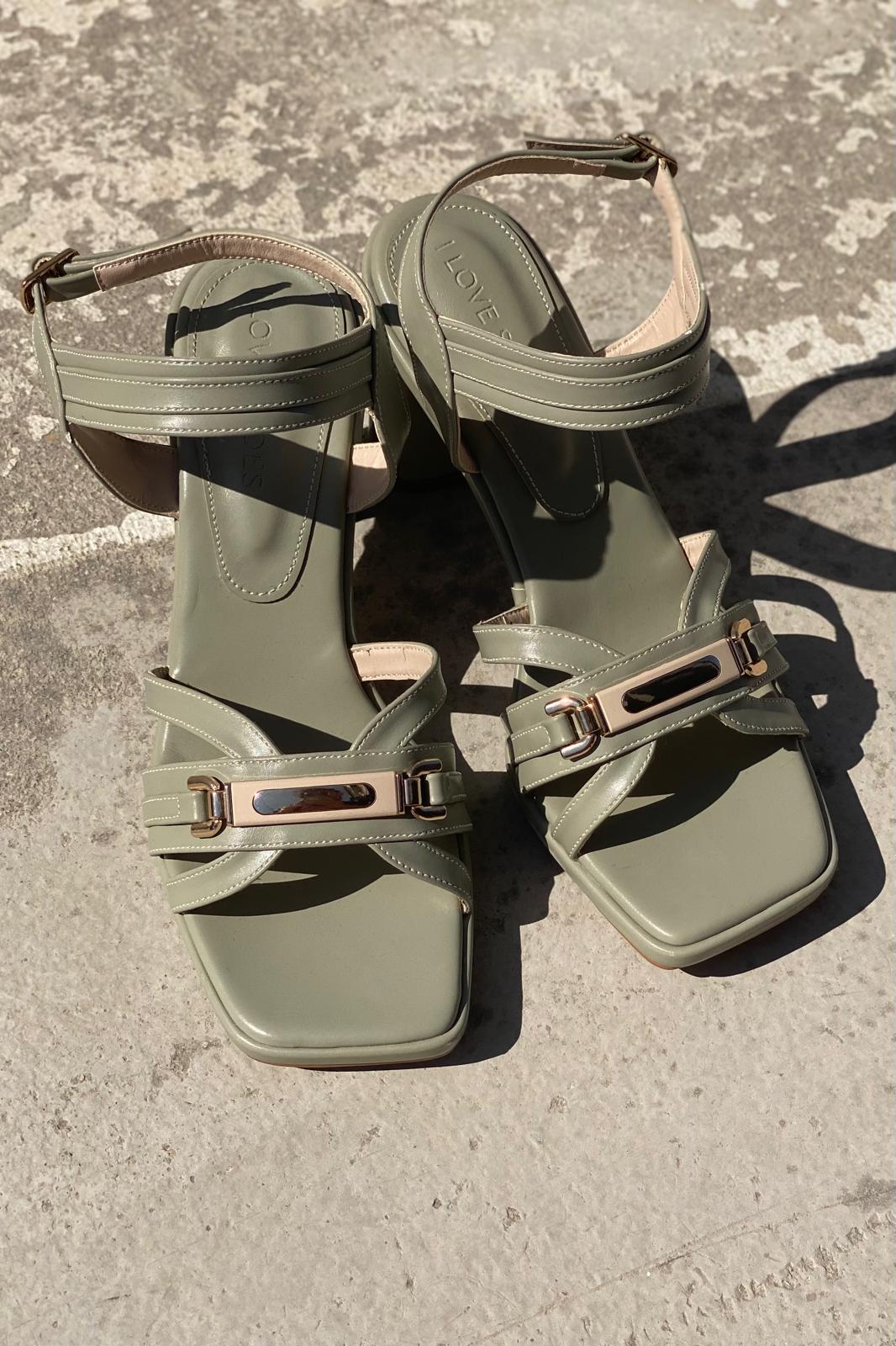 Selvira Mat Deri Su Yeşili Topuklu Ayakkabı - ILOVESHOES