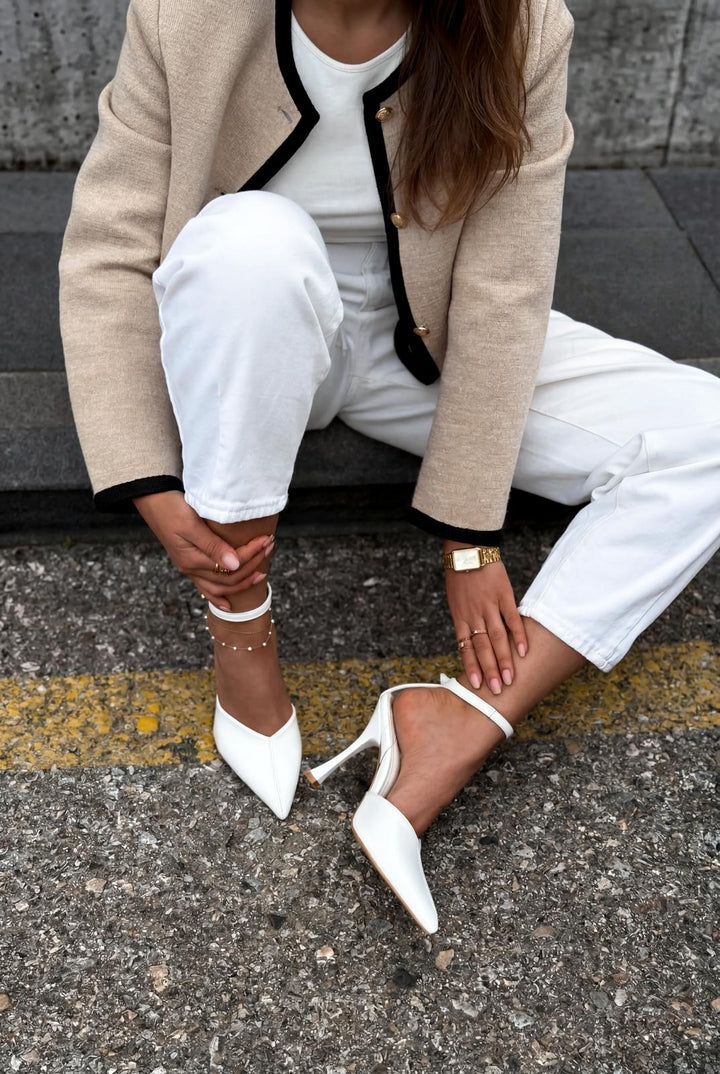 Rovire Stiletto Beyaz Kırışık Deri - ILOVESHOES
