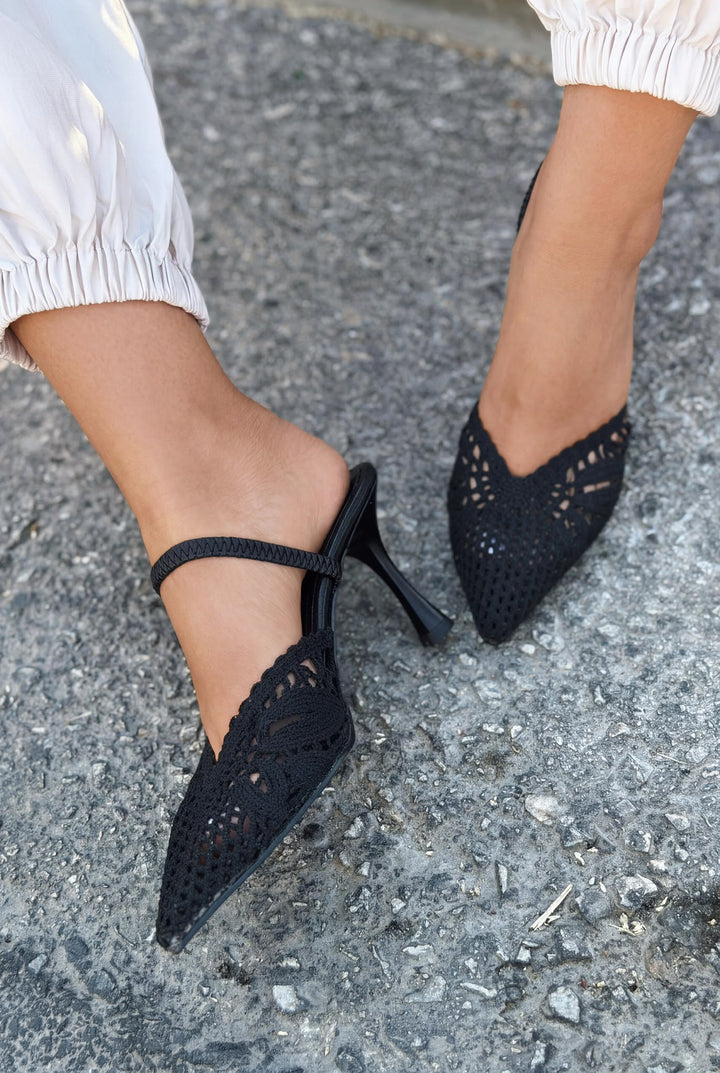 Brina Siyah Dantel Kadın Stiletto