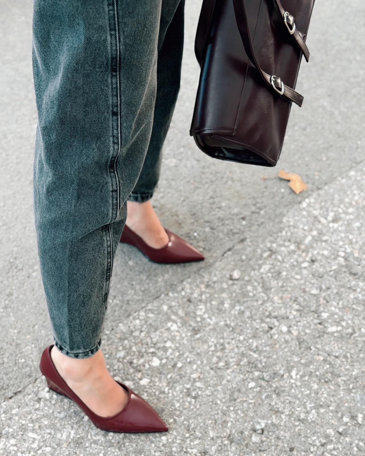 Mariel Dolgu Topuklu Stiletto Bordo Mat Deri - ILOVESHOES