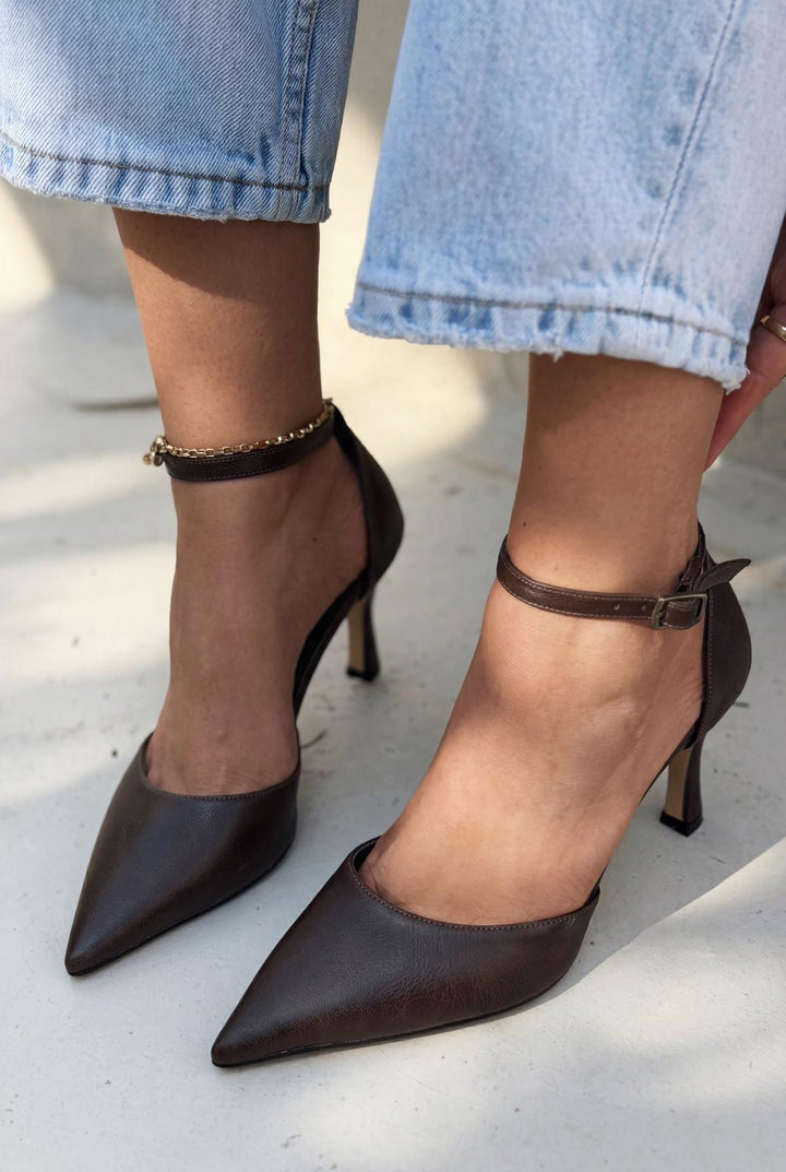 Selaris Stiletto Acıkahve Mat Deri - ILOVESHOES