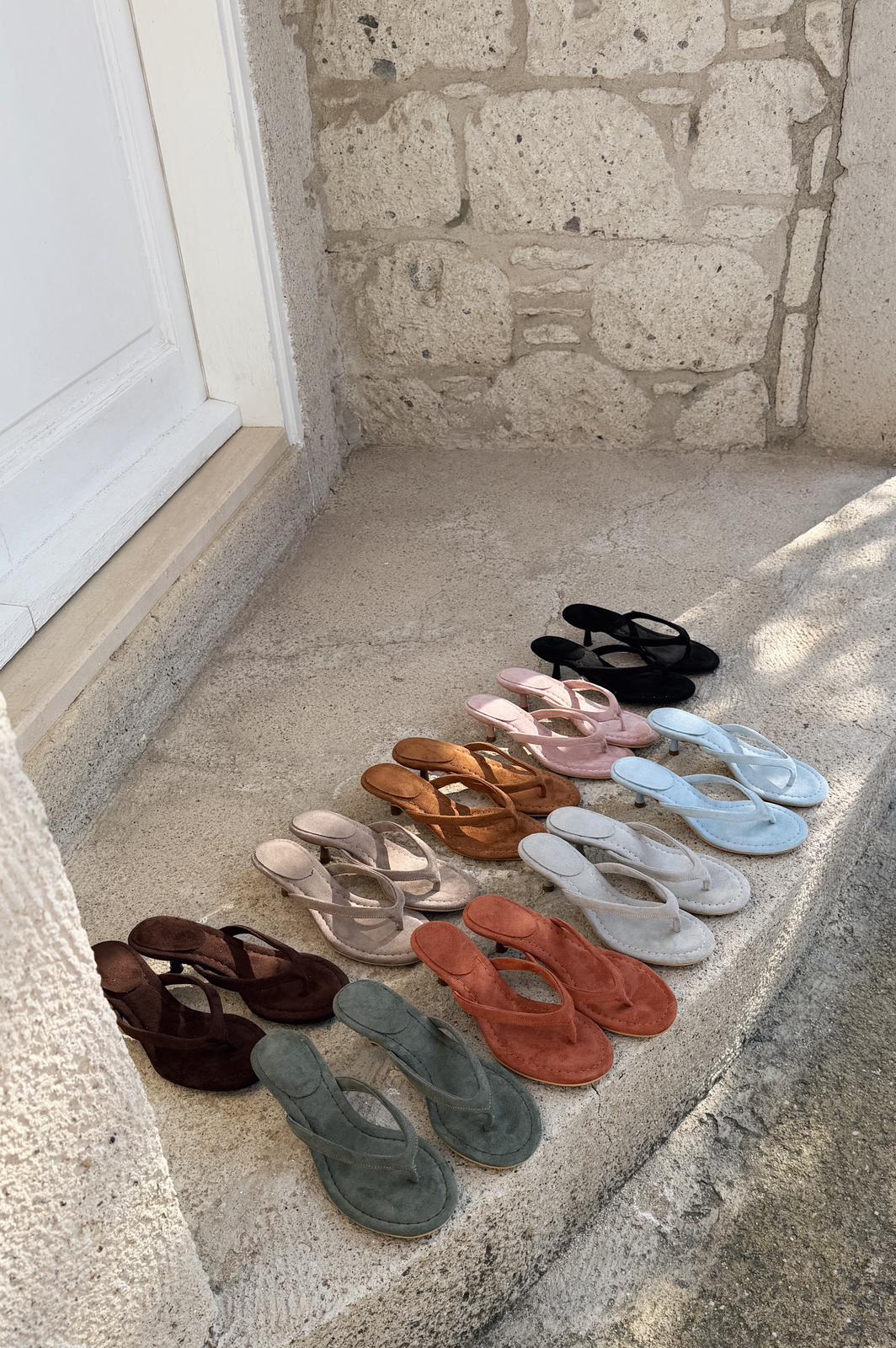 Arlene Topuklu Parmak Arası Terlik Kiremit Süet - ILOVESHOES