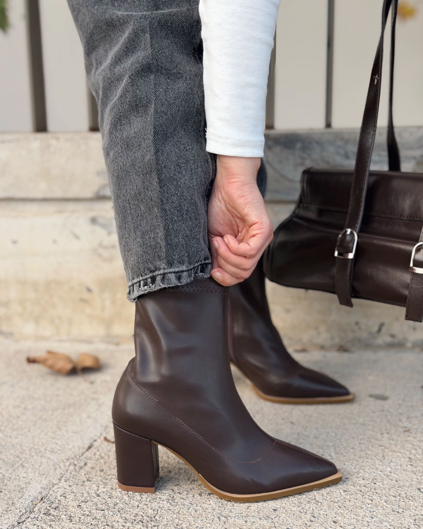 Selvora Streç Mat Deri Kahverengi Kadın Bot - ILOVESHOES