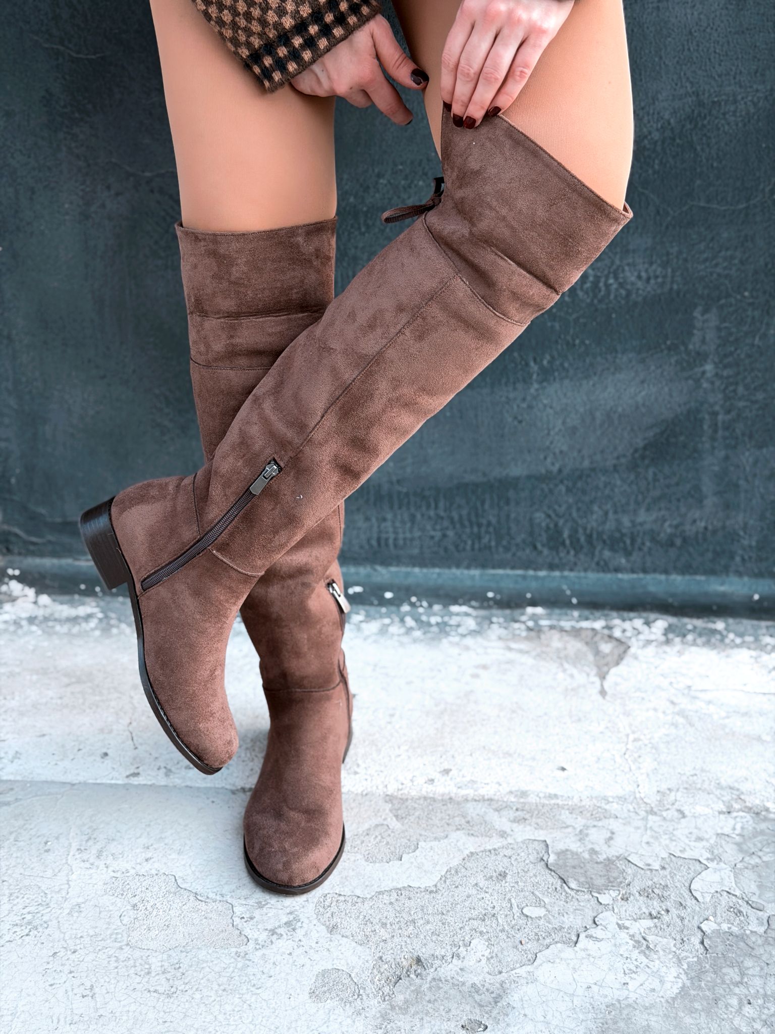 Jolvern Kadın Çizme Kahverengi Süet Püskül Detaylı - ILOVESHOES