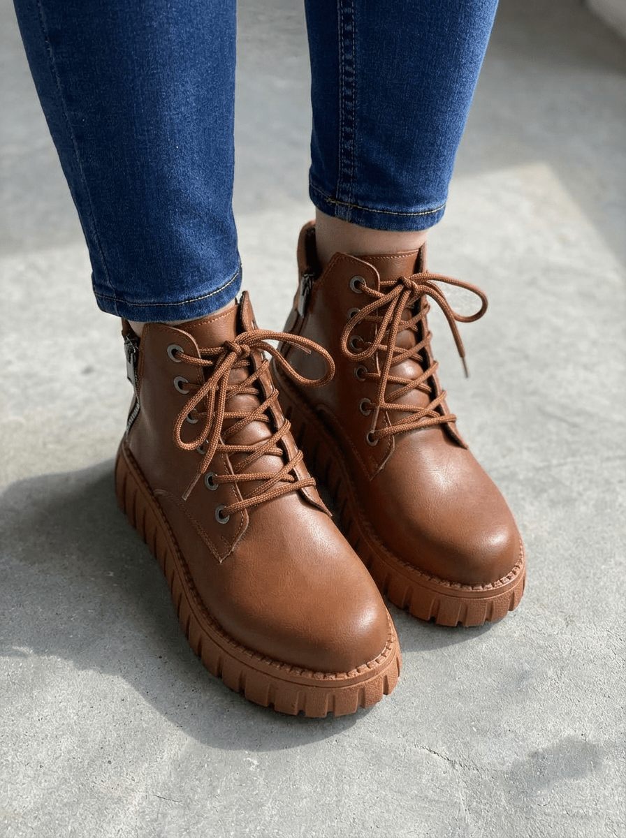 Malarion Kadın Bot Taba Mat Deri Taba Taban - ILOVESHOES