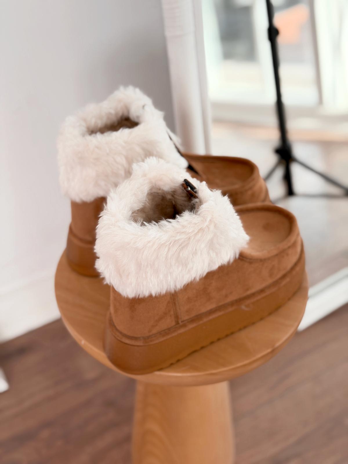 Molira Kadın İçi Tüylü Bot Taba Süet