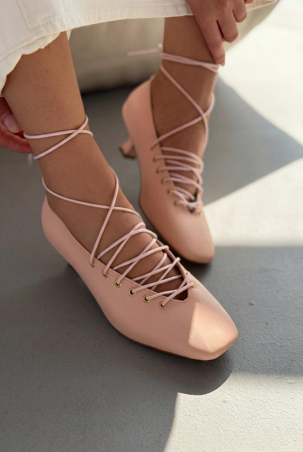 Sernis Pudra Mat Deri Kadın Topuklu Ayakkabı - ILOVESHOES