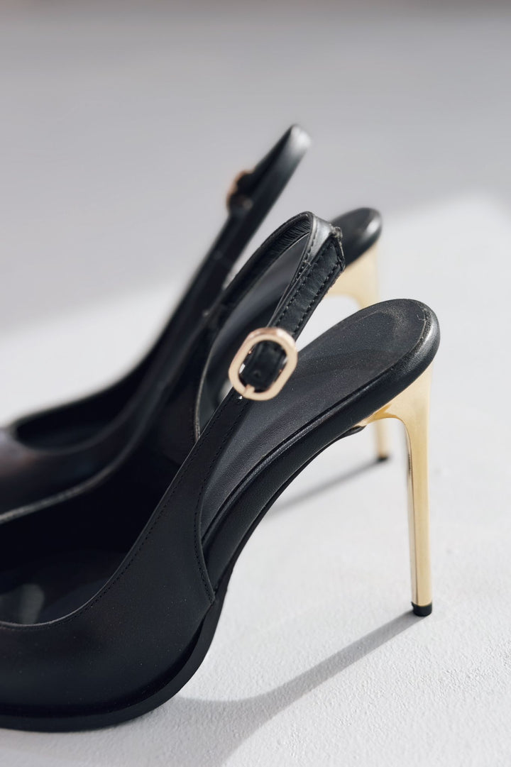 Noris Stiletto Siyah Mat Deri - ILOVESHOES