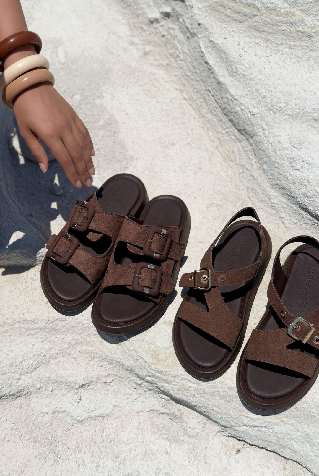 Melair Acı Kahve Süet Kadın Sandalet - ILOVESHOES