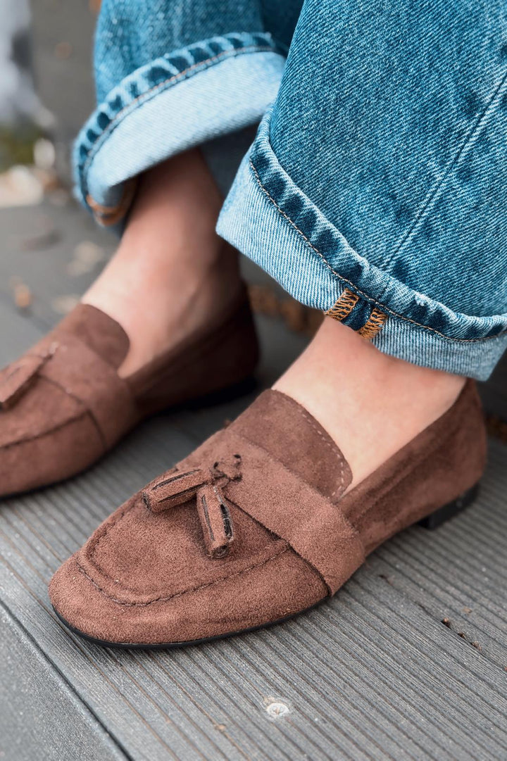 Olena Kadın Loafer Acıkahve Süet - ILOVESHOES