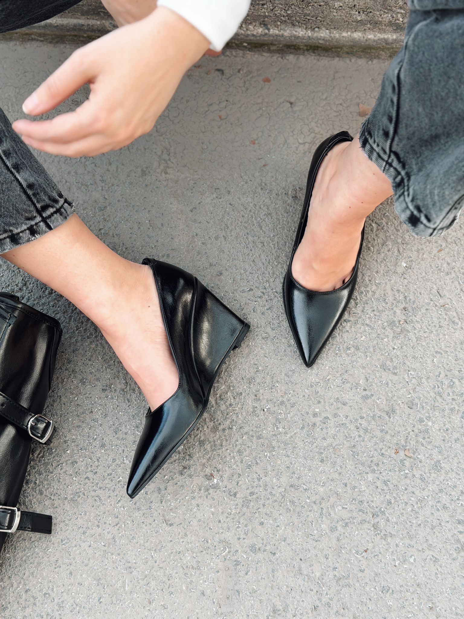 Mariel Dolgu Topuklu Stiletto Siyah Mat Deri - ILOVESHOES