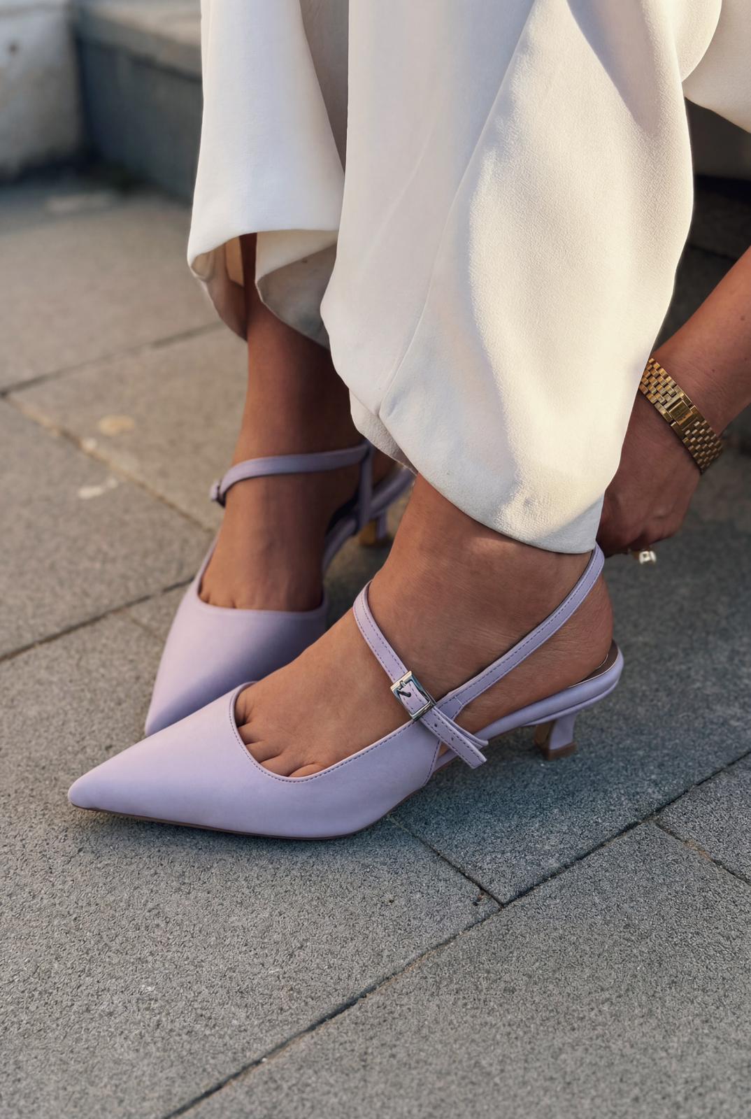Torev Lila Mat Deri Kadın Stiletto - ILOVESHOES