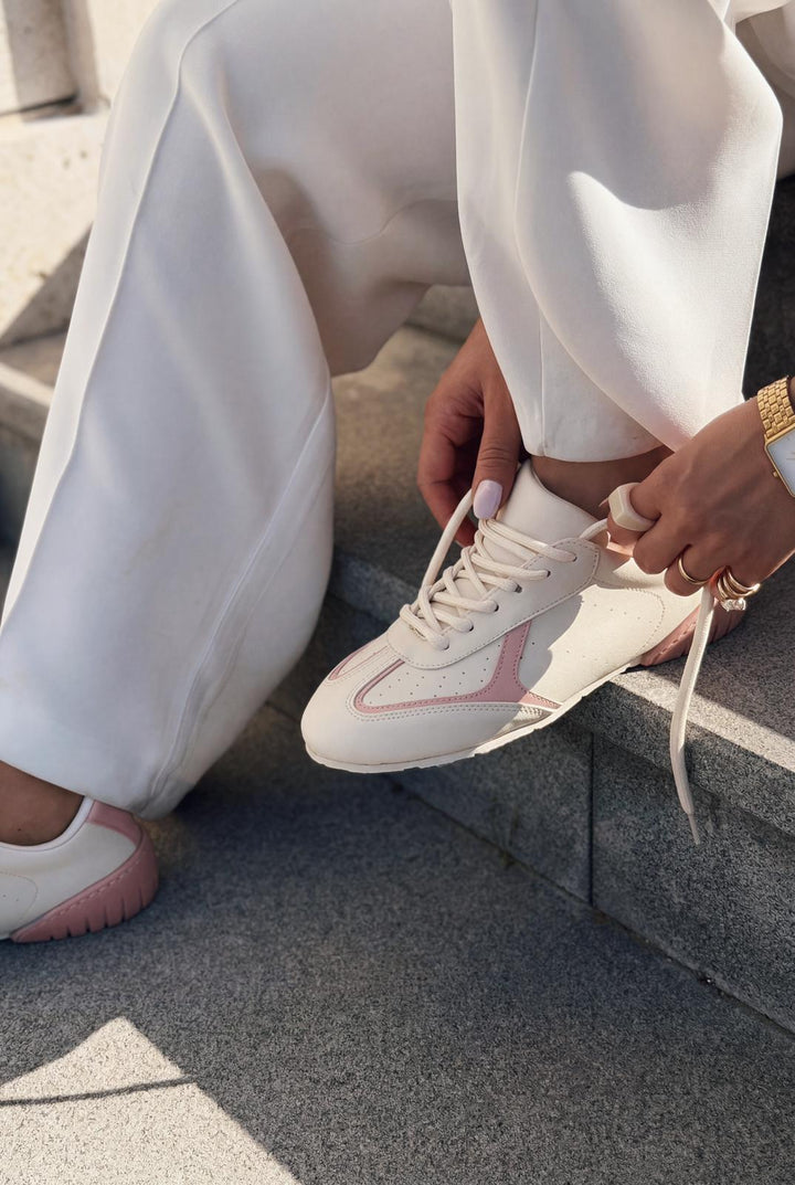 Rosven Pembe Mat Deri Kadın Spor Ayakkabı - ILOVESHOES