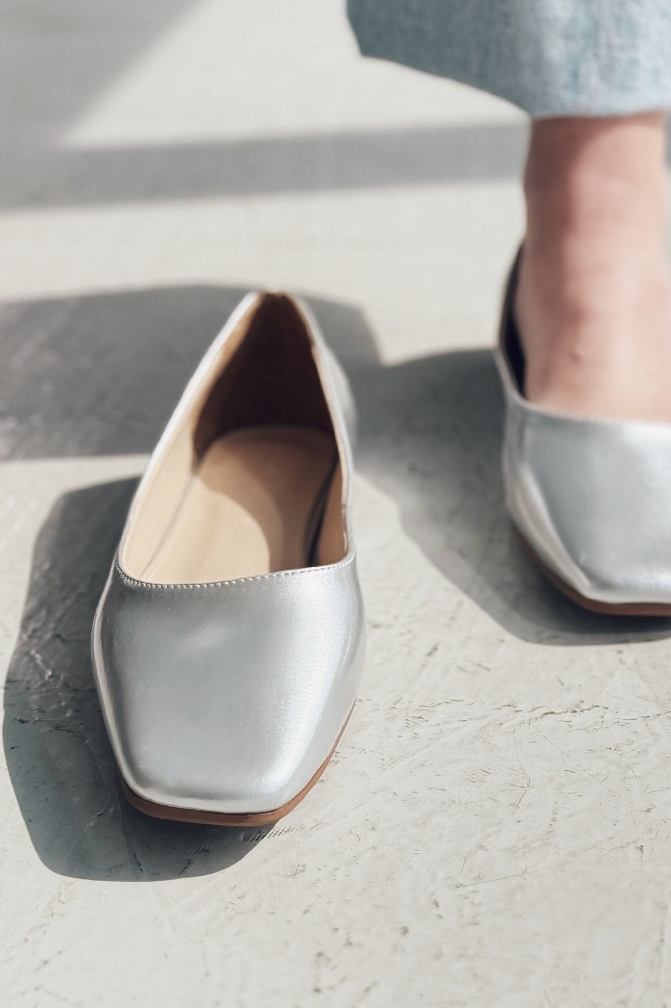 Canris Mat Gümüş Küt Burun Mary Jane Babet - ILOVESHOES