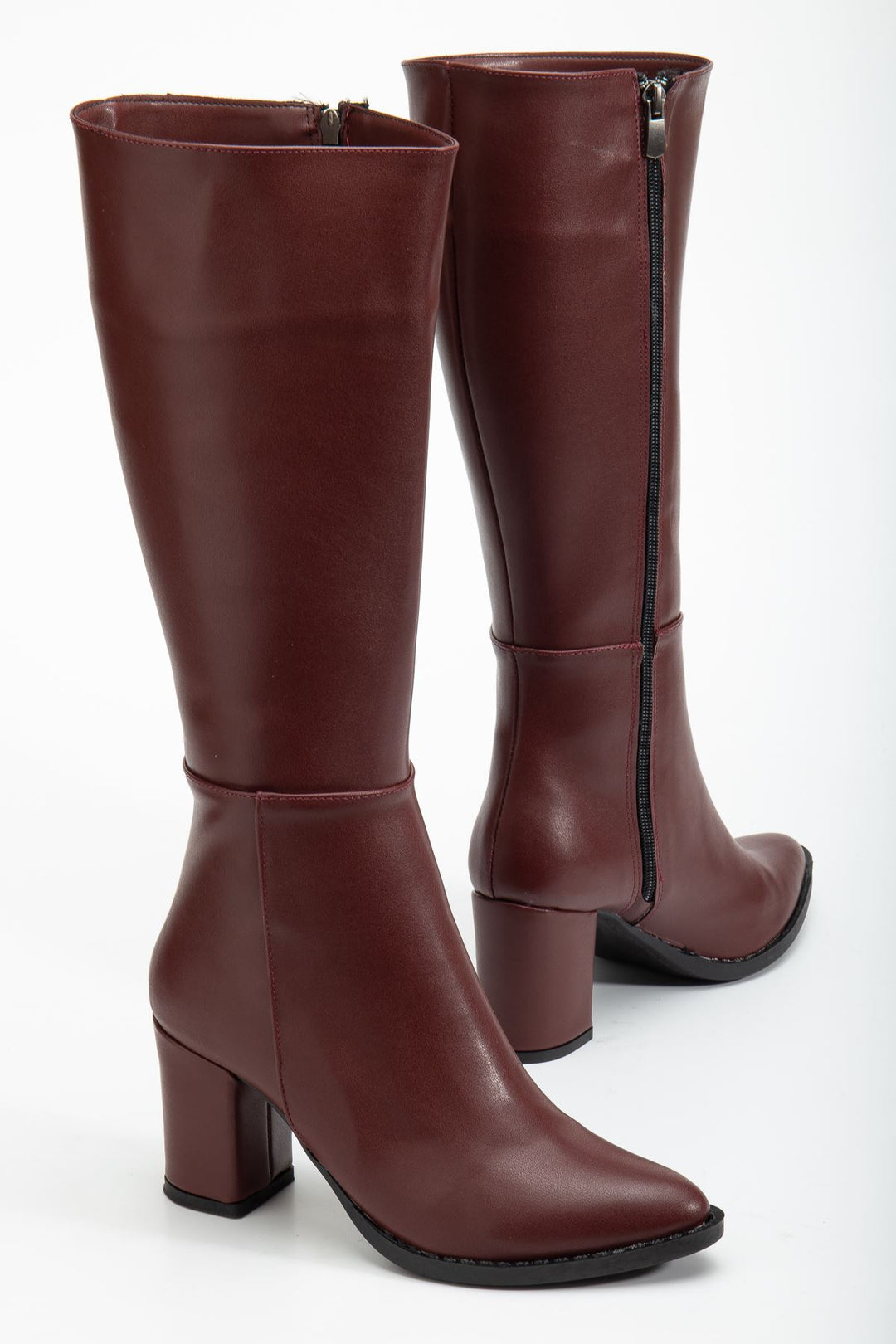 Oresi Bordo Topuklu Kadın Çizme - ILOVESHOES